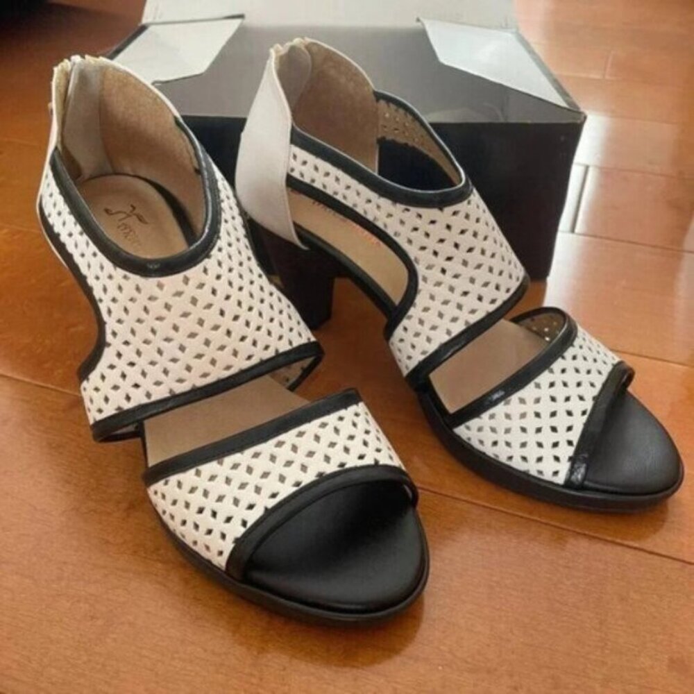 White Leather Cutout Strappy Sandal Heels